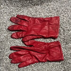 Vintage Fownes Red Leather Gloves